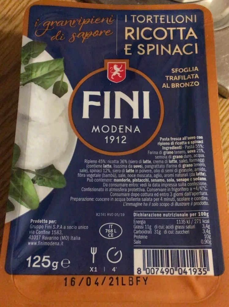 Tortelloni ricotta e spinaci