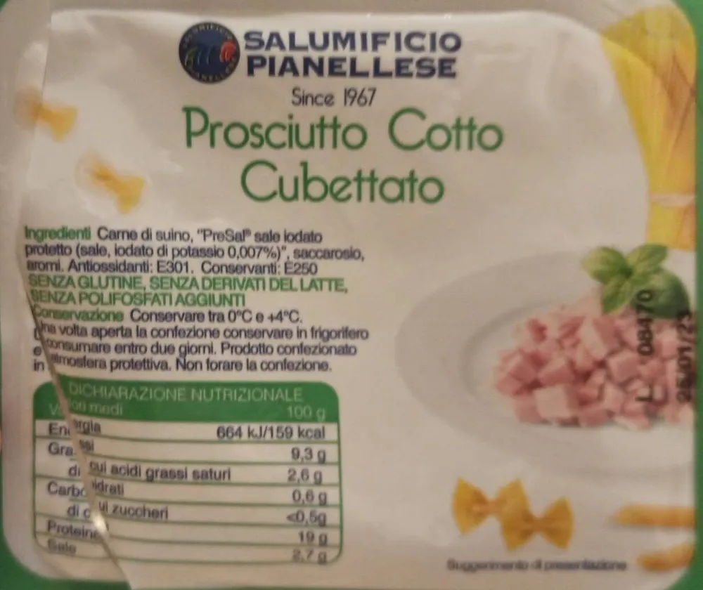 Prosciutto cotto cubettato