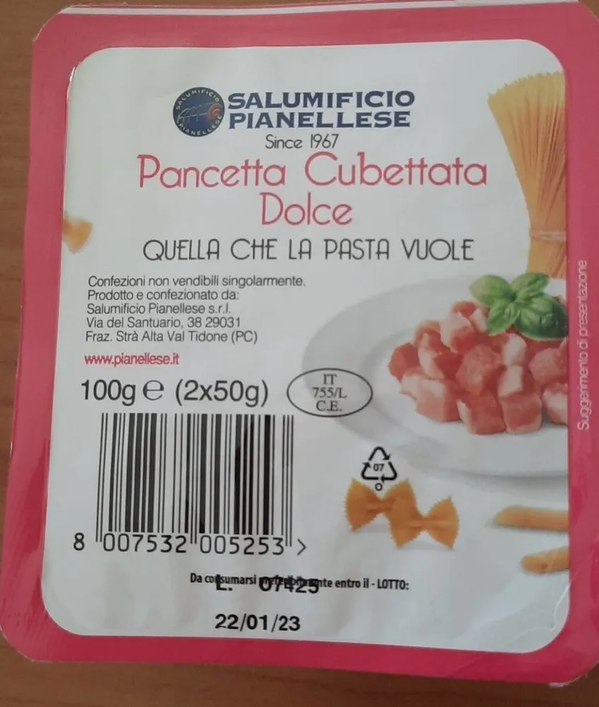 Pancetta cubettata dolce