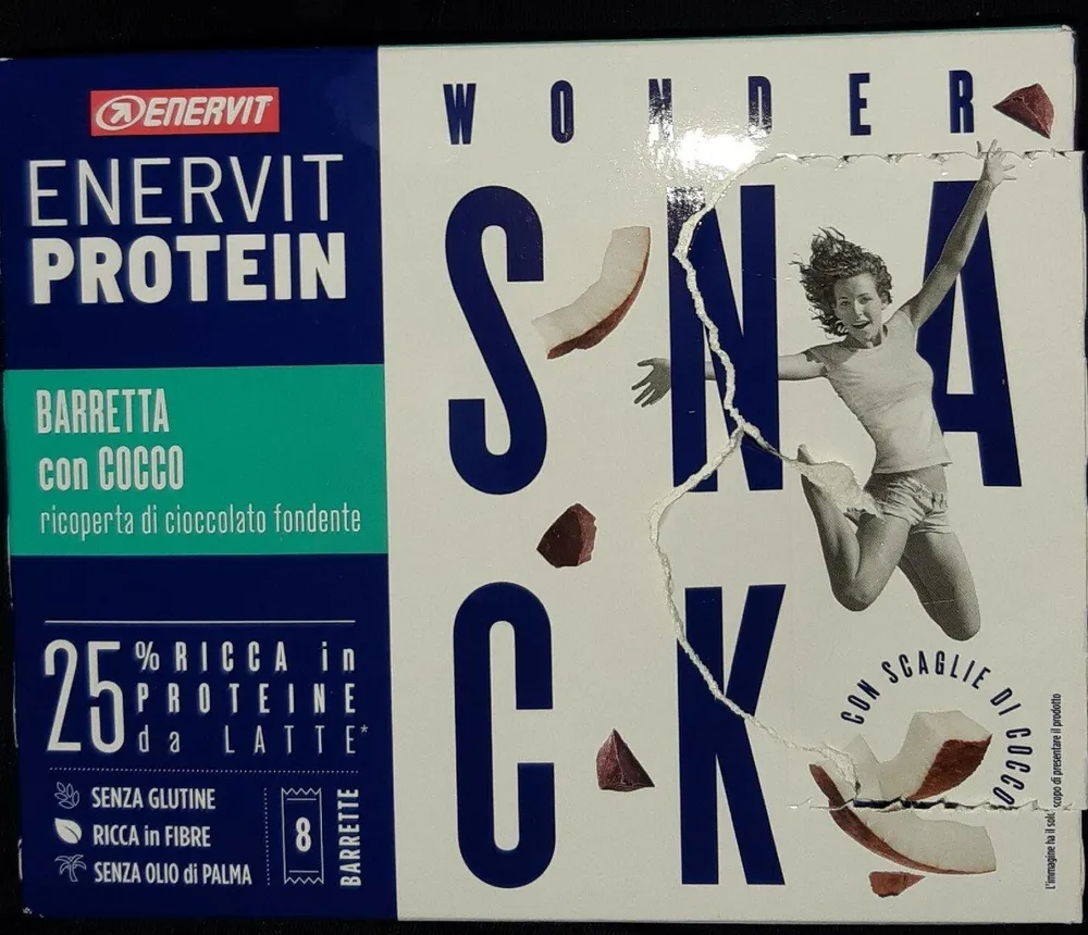 Barretta con cocco ricoperta di cioccolato fondente
