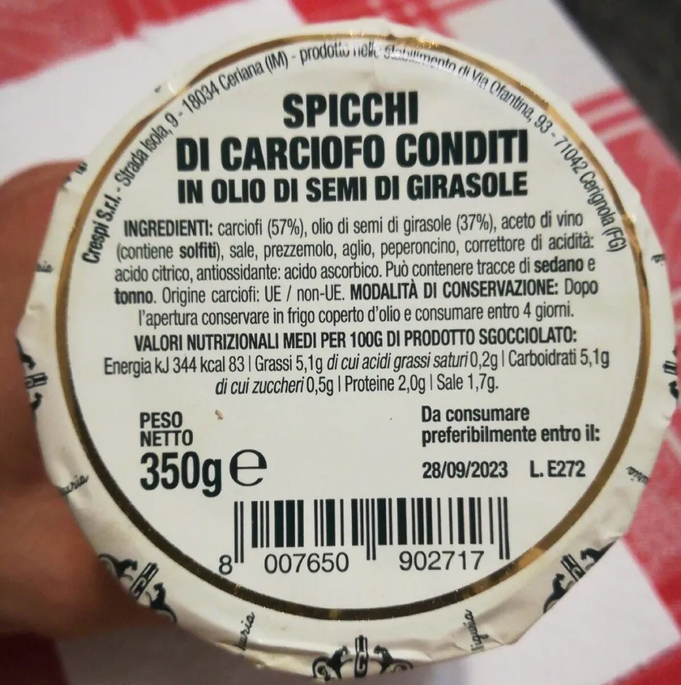 Spicchi di carciofo conditi