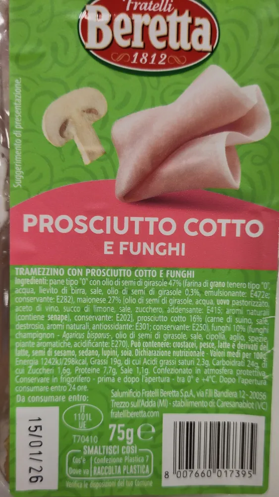 Prosciutto cotto e funghi