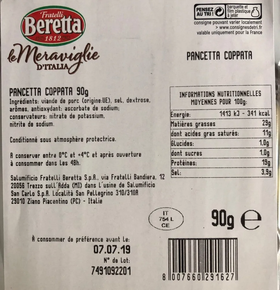 Beretta pancetta coppata