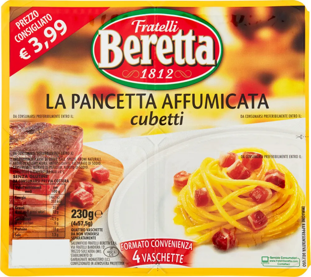 La pancetta affumicata cubetti