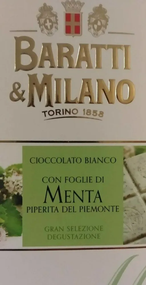 Ciocolato bianco con foglie di menta