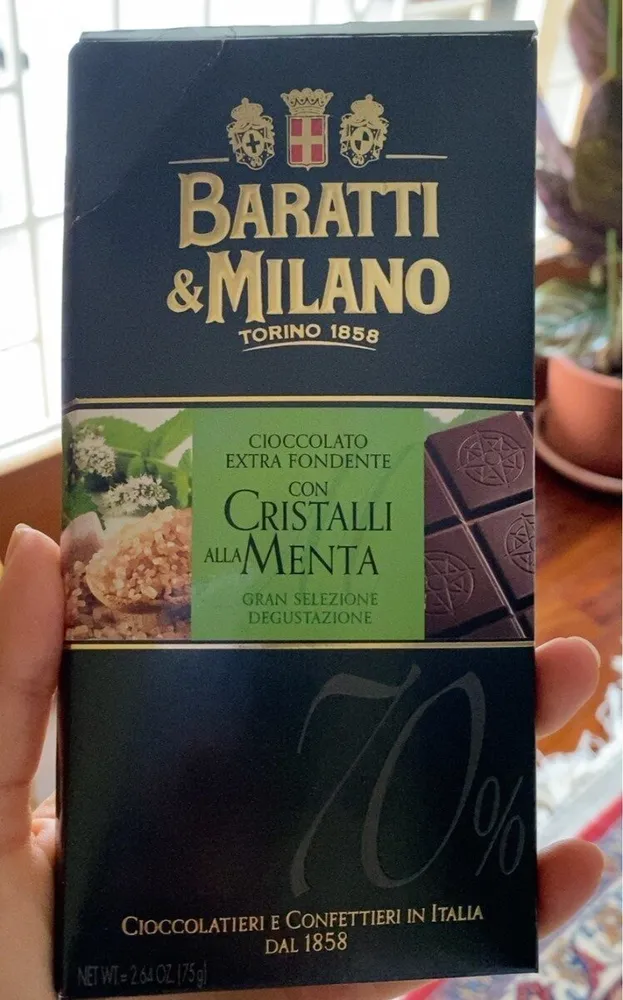 Cioccolato Extra fondente con cristalli alla menta