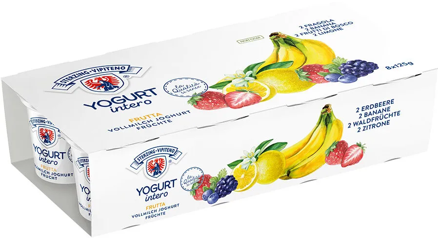 Yogurt intero - 125g x 8 - Limone | Fragola | Frutti di bosco | Banana
