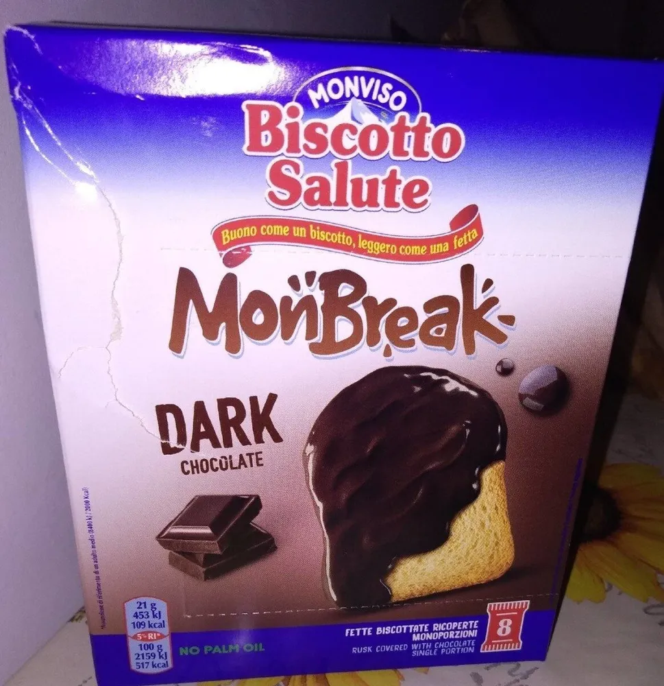 Biscotto salute fondente fetta biscottata ricoperta