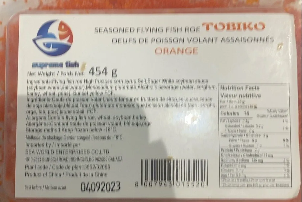 Seasoned flying fish roe