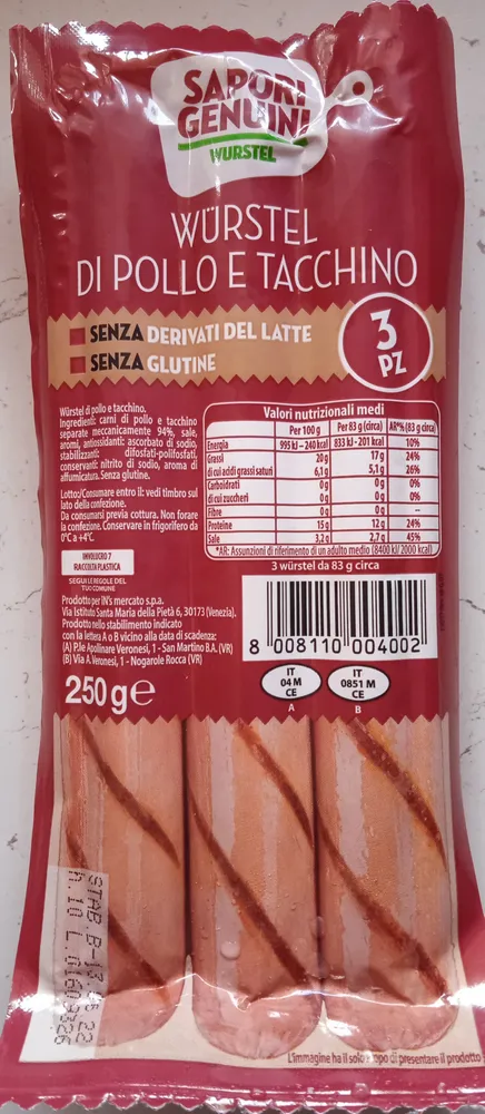 Wurstel di pollo e tacchino