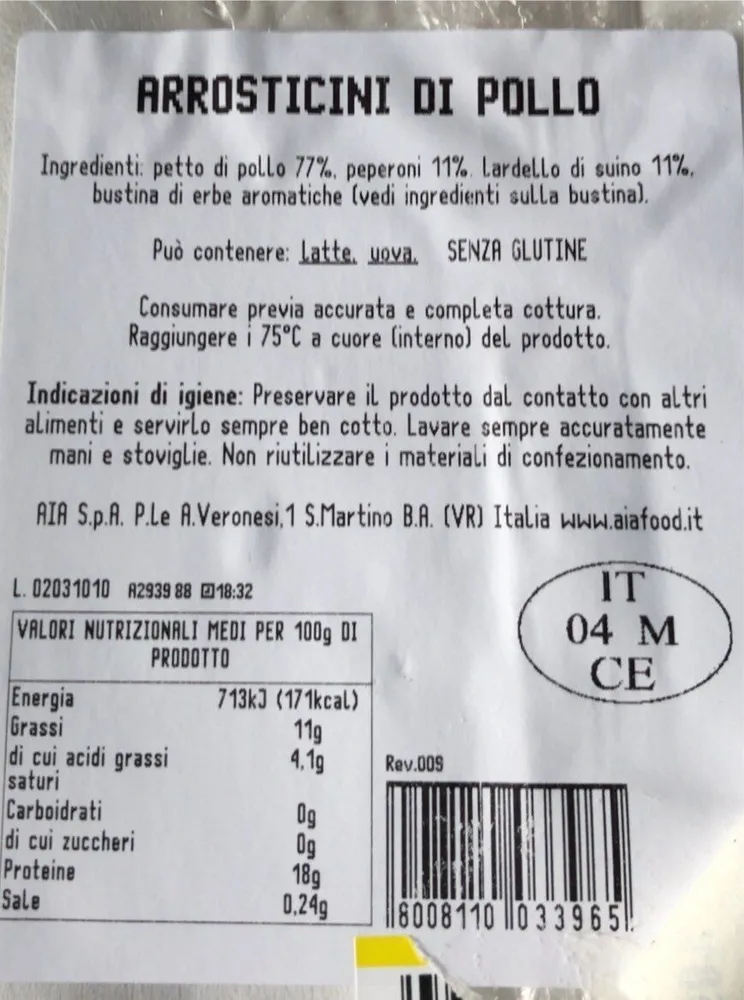 Arrosticini di petto di pollo