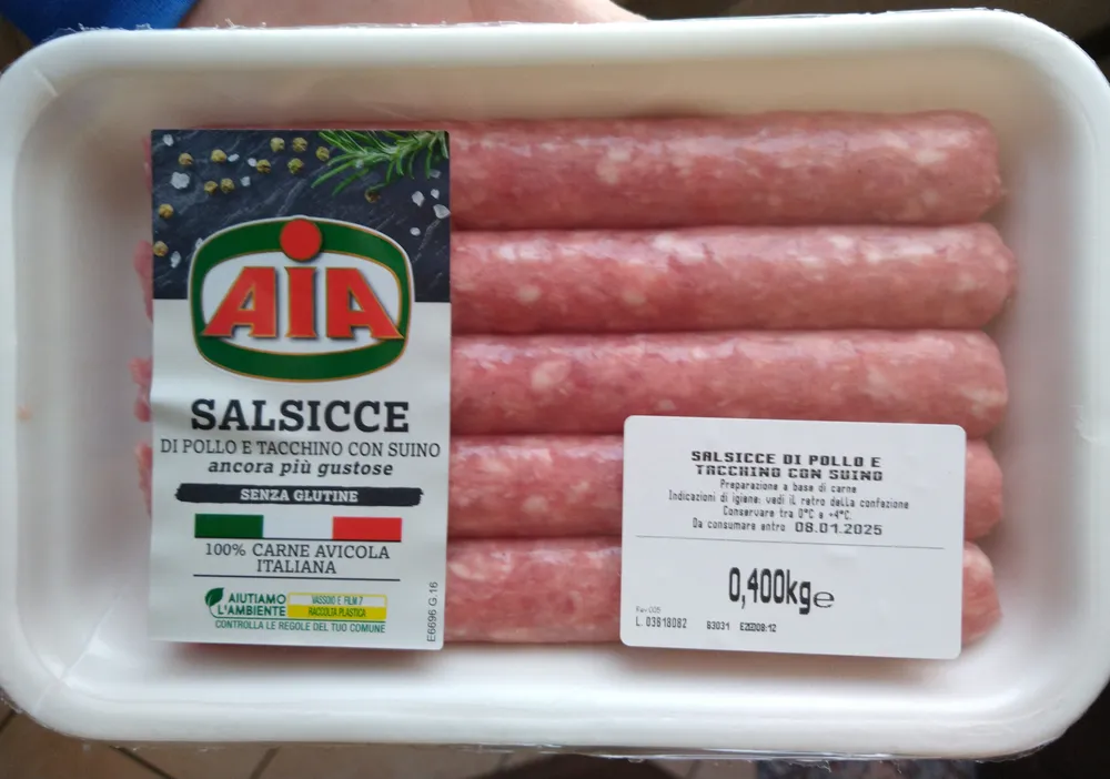 Salsicce di pollo e tacchino con suino