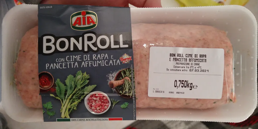 Bonroll con cime di rapa e pancetta affumicata