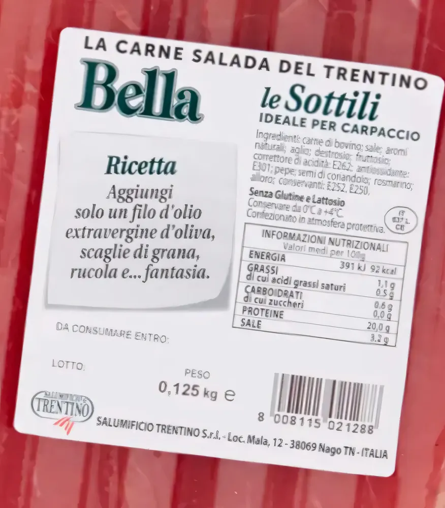Carne salada del Trentino le Sottili