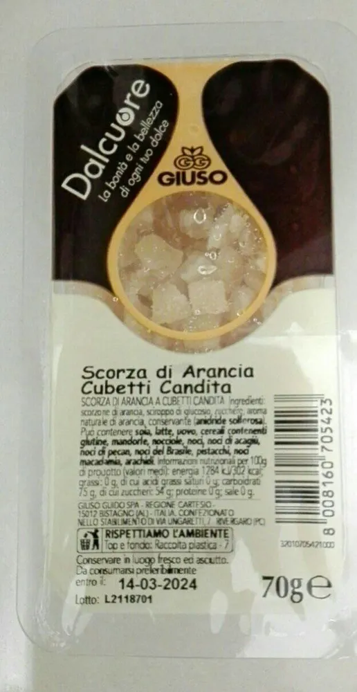 Scorza di Arancia Cubetti Candita