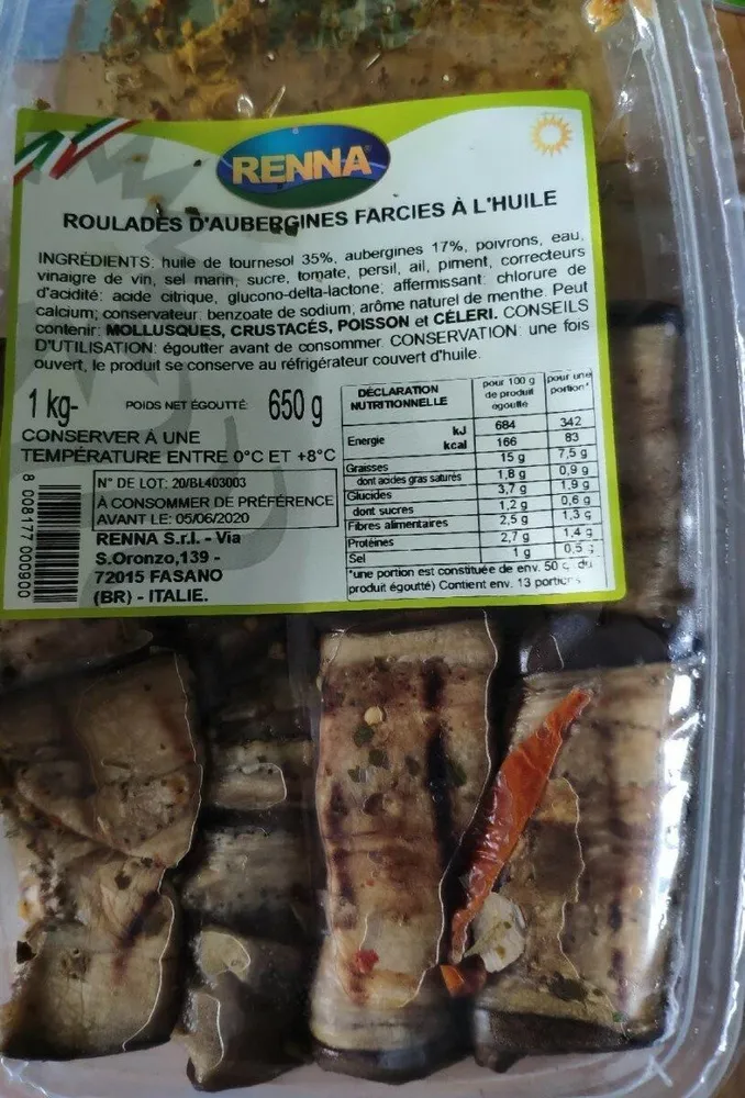 Roulades d'aubergines farcies à l'huile