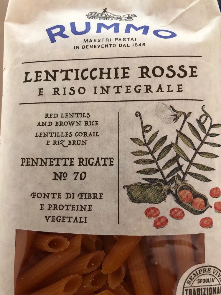 Pennette integrali n°70 lenticchie rosse e riso integrale