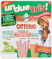 Un due tris! merenda di purea di mela + bastoncini prosciutto