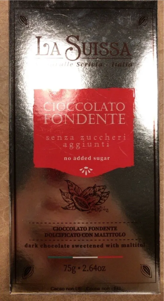 Cioccolato fondente senza zuccheri aggiunti