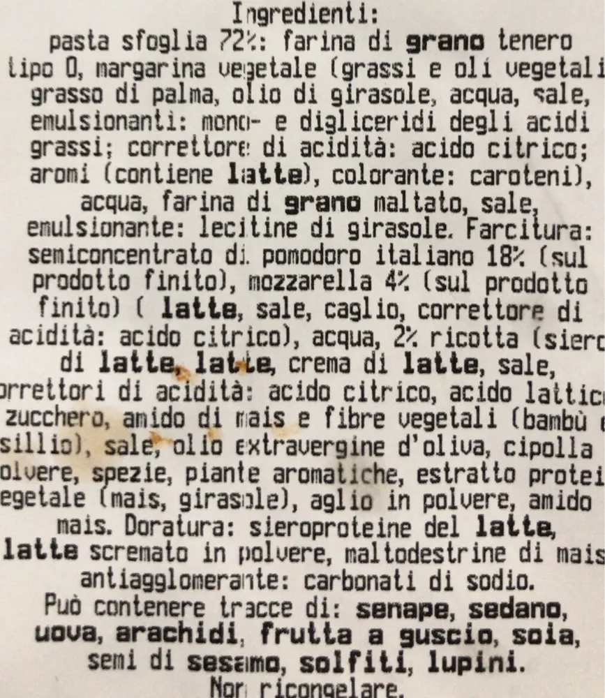 12 pizzette pasta sfoglia