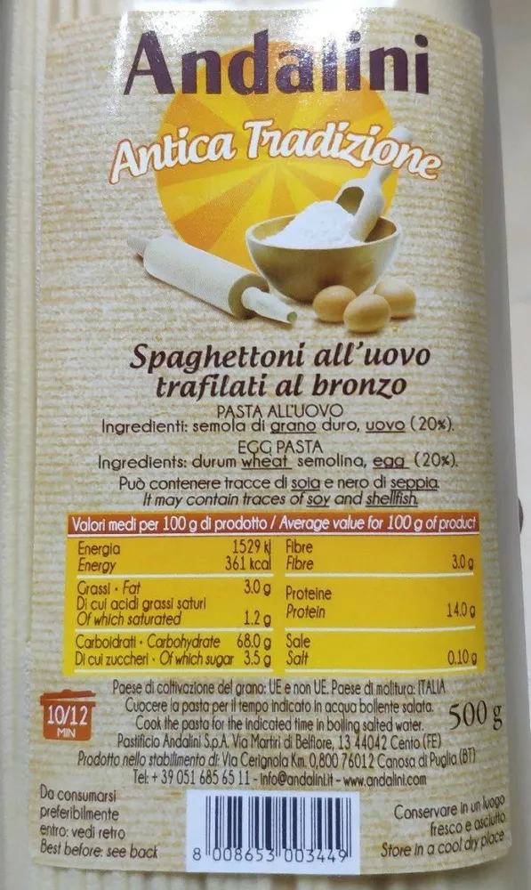 Spaghettoni all'uovo trafilati al bronzo