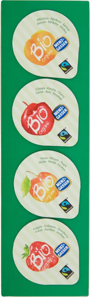 Bio confettura extra di fragola albicocca ciliegia pesca