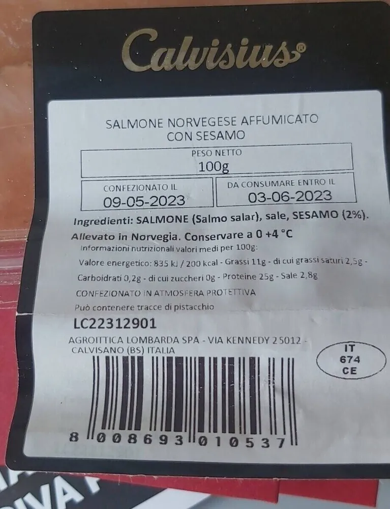 Salmone norvegese affumicato con sesamo