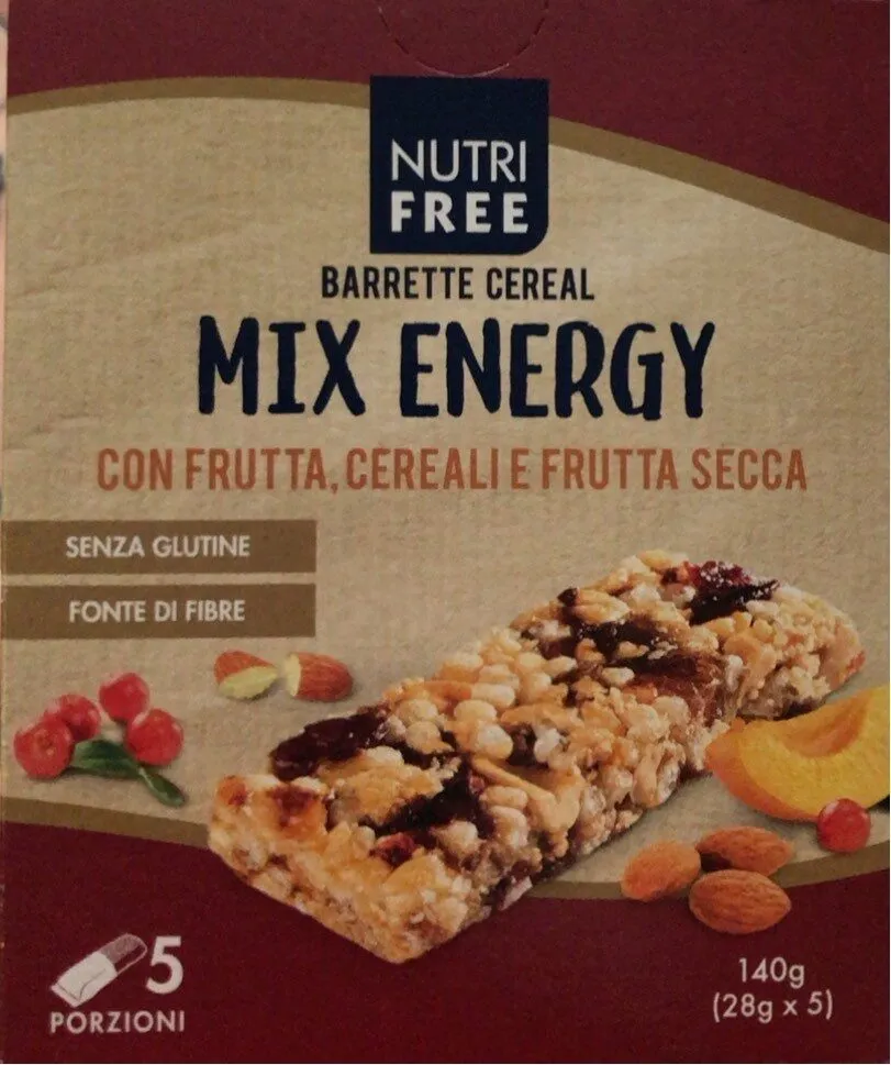 Barrette cereal mix energy con frutta cereali e frutta secca