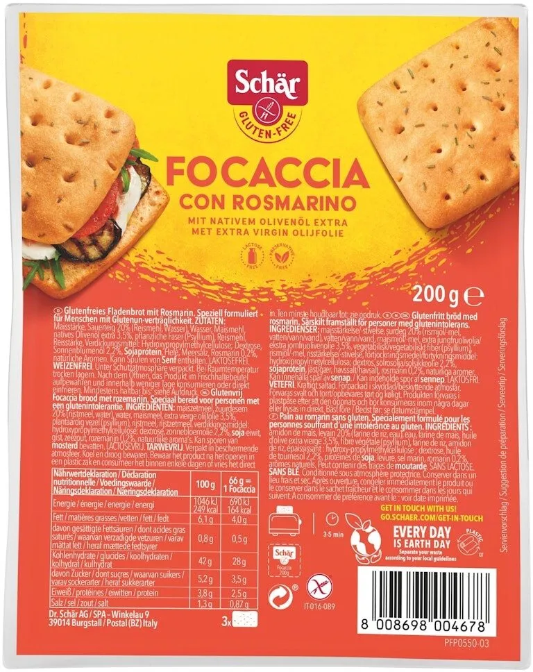 Focaccia mit Rosmarin und nativem Olivenöl extra