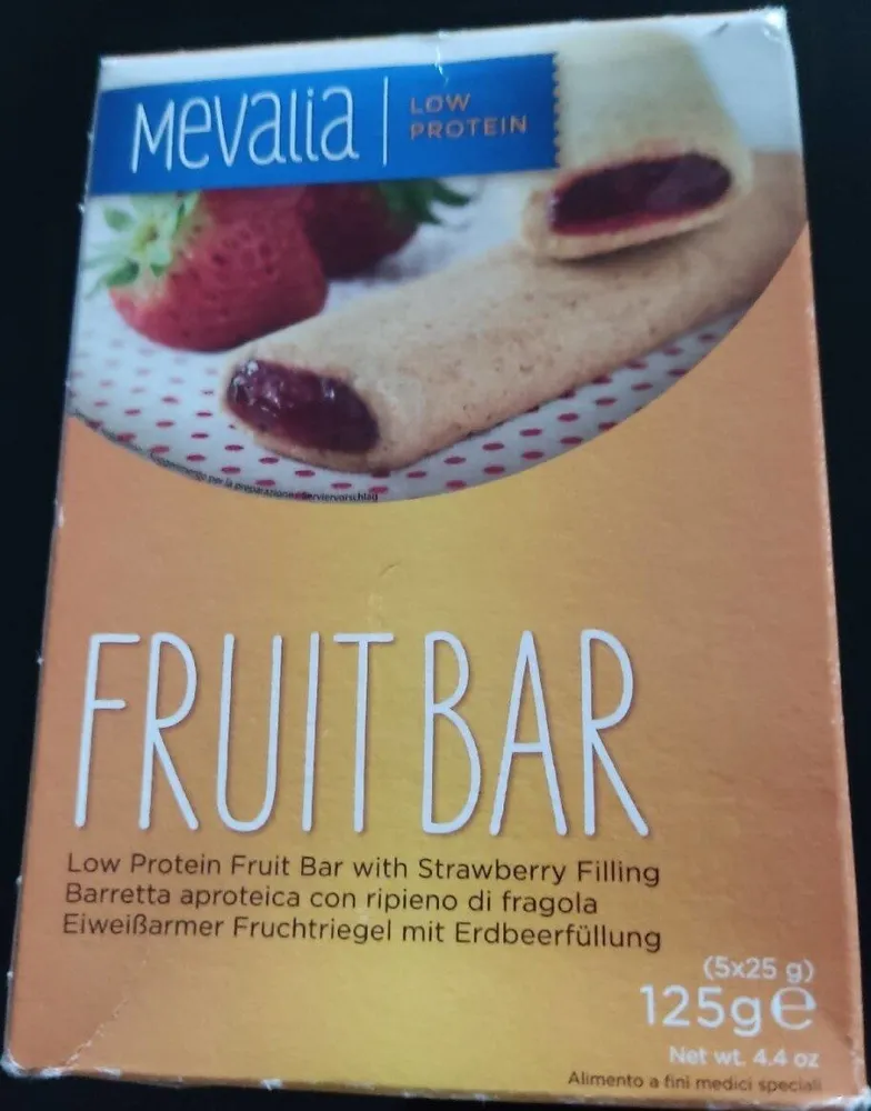 Barrita rellena de fresa baja en proteínas