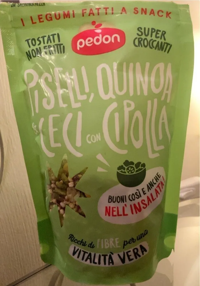 Piselli, quinoa e ceci con cipolla