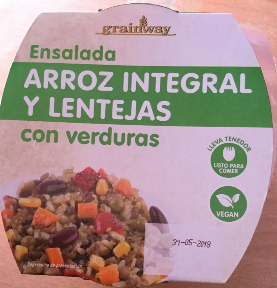 Ensalada Arroz integral y lentejas con verduras
