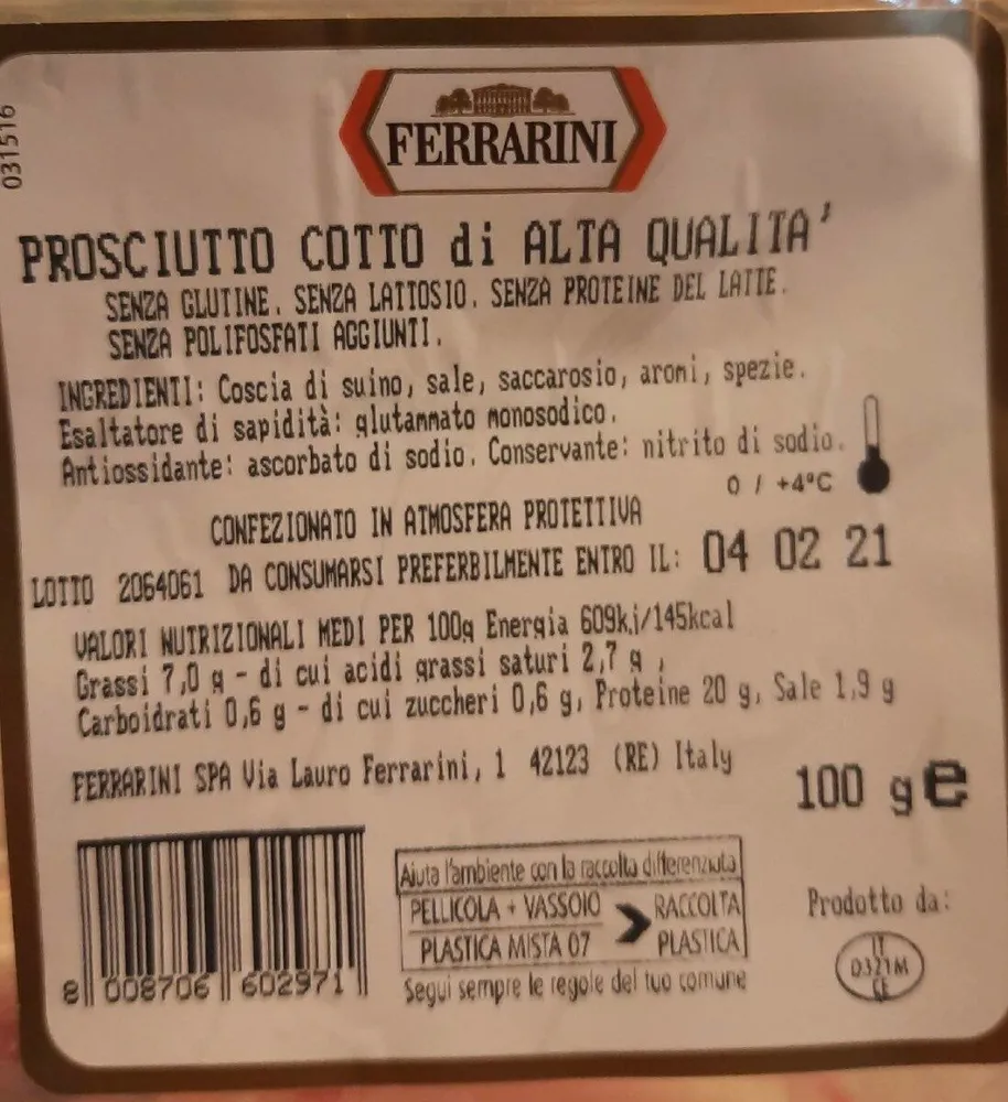Prosciutto cotto ferrarini