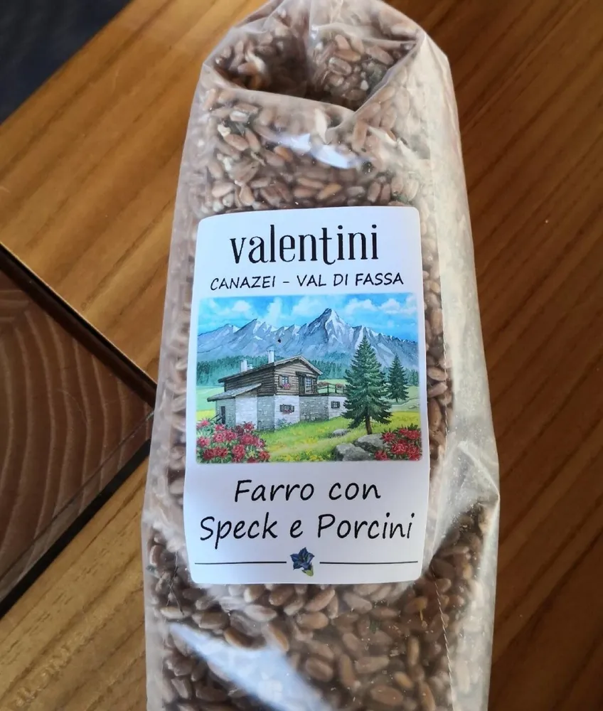 Farro con speck e porcini