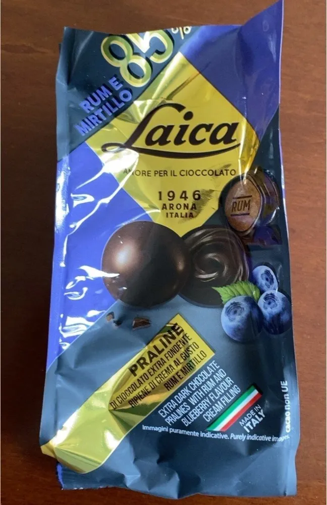 Cioccolatini laica rum e mirtillo
