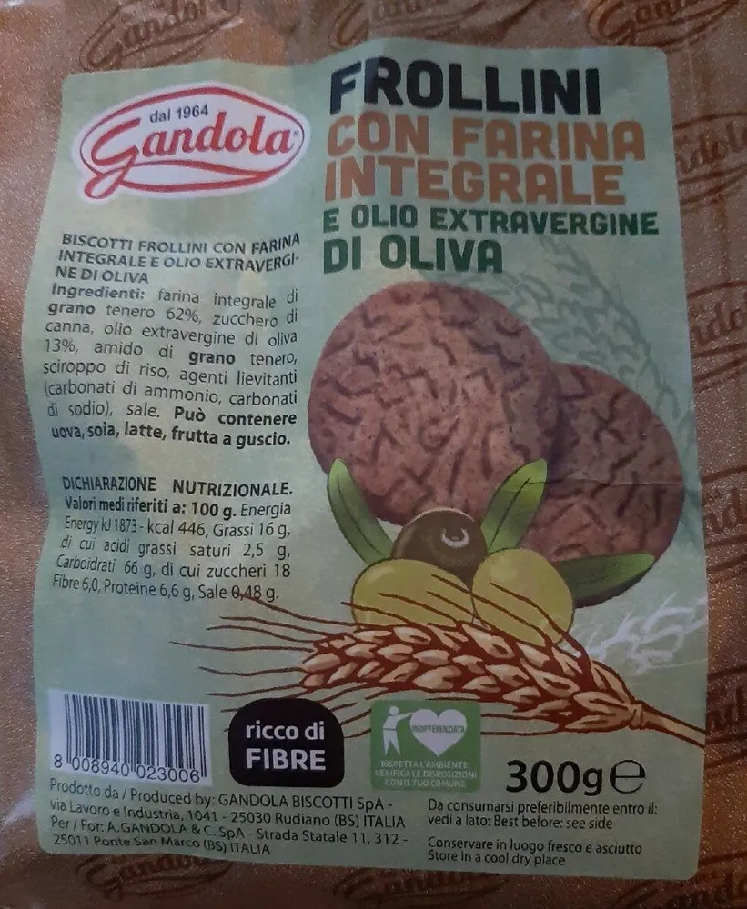 frollini con farina integrale e olio  extravergine