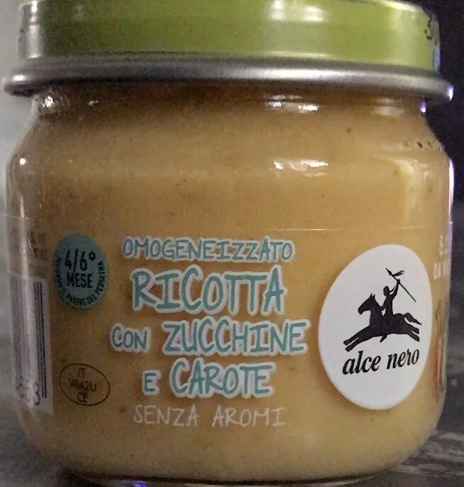 Omogenizzato ricotta con zucchine e carote