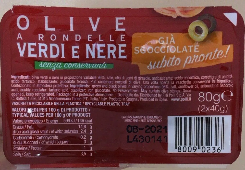 olive verdi e nere a rondelle