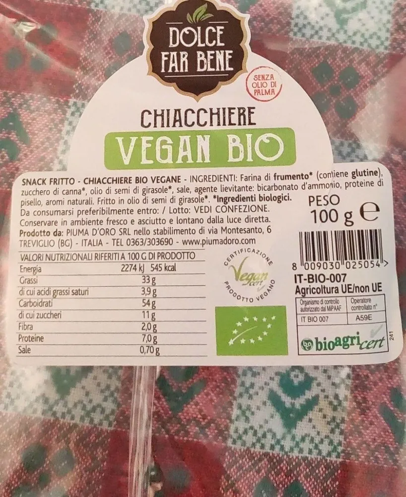 Chiacchiere vegan bio