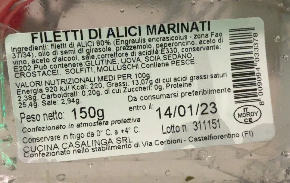 Filetti di alici marinati