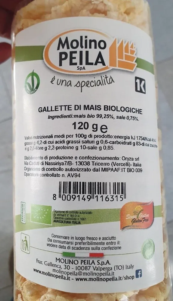 Gallette di mais biologiche