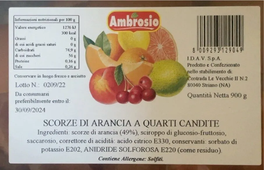 Scrze di arancia candite