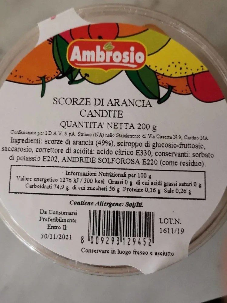 Scorze di arancia candite