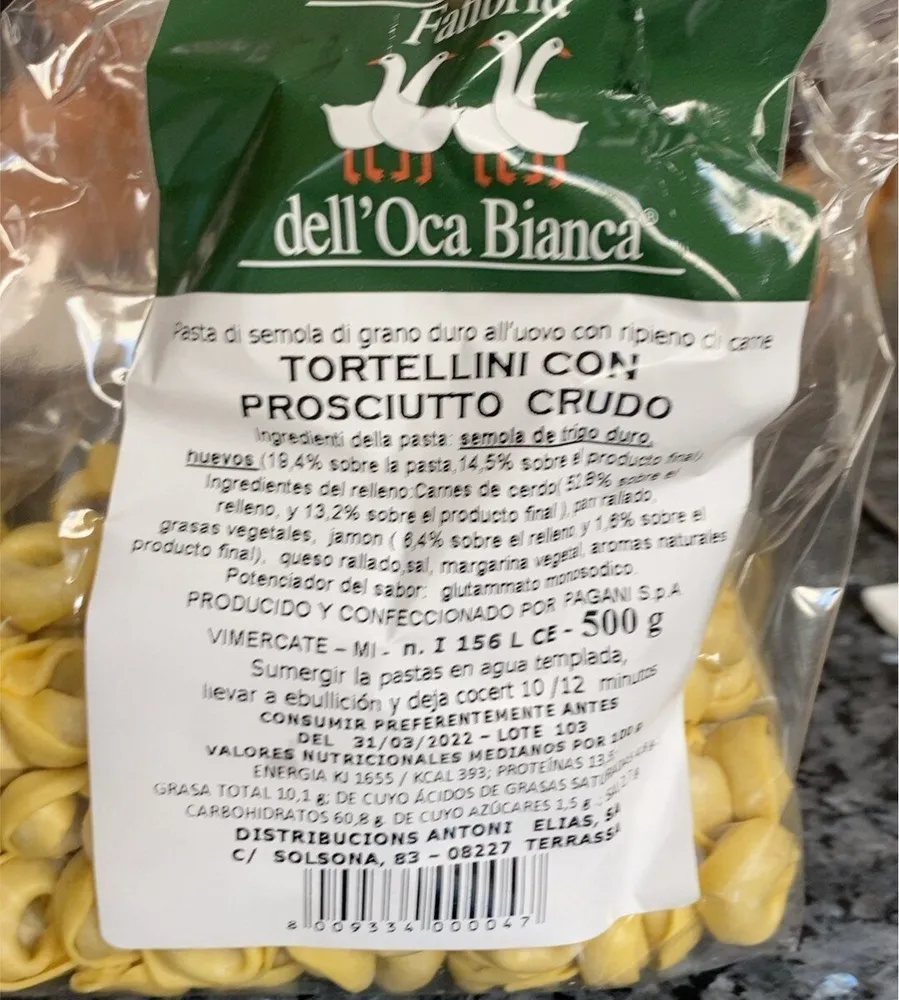 Tortellini con prosciutto crudo