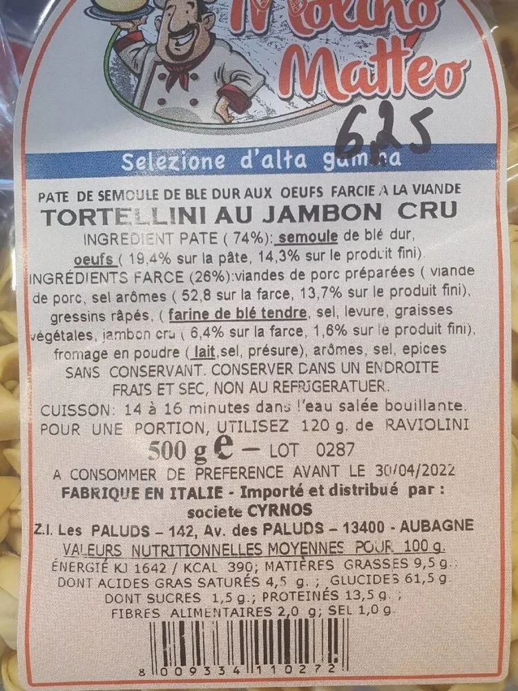 Tortellini au jambon cru