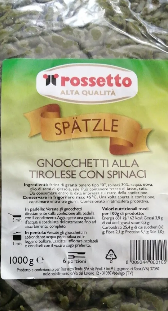 Gnocchetti alla tirolese con spinaci