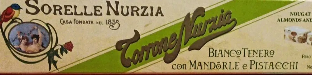 Torrone Sorelle Nurzia bianco tenero con mandorle e pistacchi