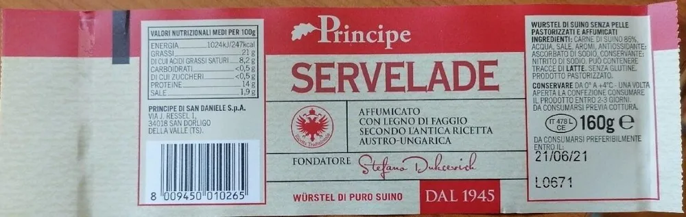 Wurstel di puro suino - SERVELADE