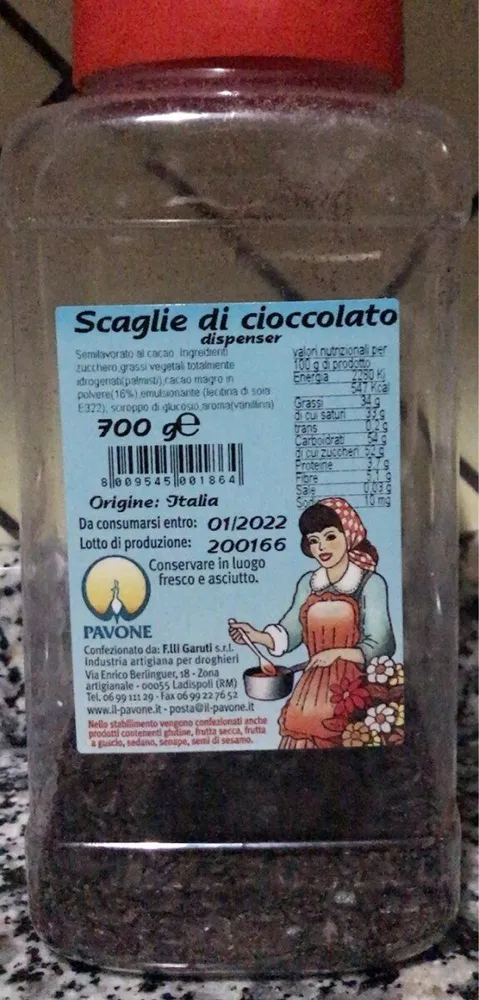 Scaglie di cioccolato dispenser