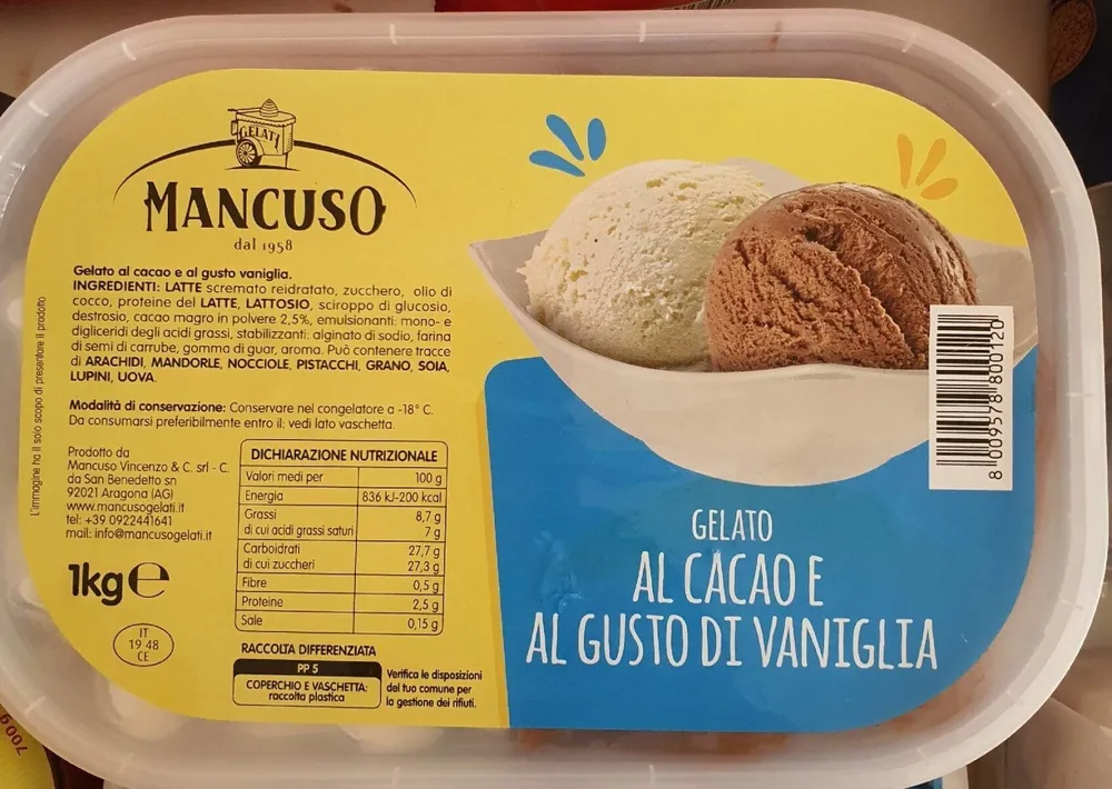Gelato cacao e vaniglia